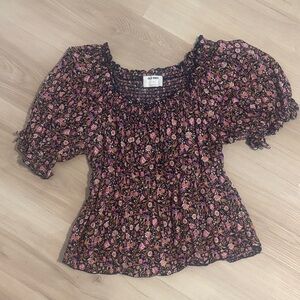 Old Navy Floral Smocked Blouse Sz M
